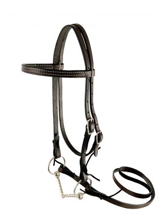 Double stitched pony bridle complete with twisted wire snaffle bit and reins. Made in the USA #4